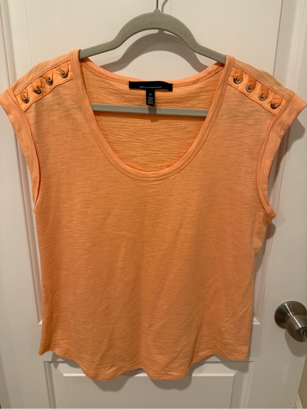White House Black Market Peach Button-Shoulder Tank